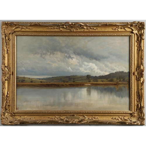 375 - GEORGE VICAT COLE, RA (1833-1893). RIVER LANDSCAPE. Signed with monogram, oil on board
38.5 x 59cm.
... 