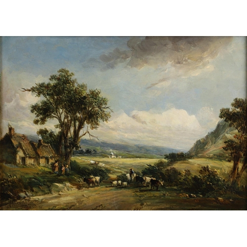 378 - ALFRED VICKERS (1786-1868). VALE OF CLWYD, NORTH WALES. Signed, oil on board, period gilt frame
19.5... 