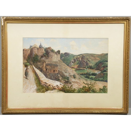 389 - OTTO WEBER (1832-1888). EBERNBURG. Signed, inscribed with title and dated 22/7/61, watercolour and g... 