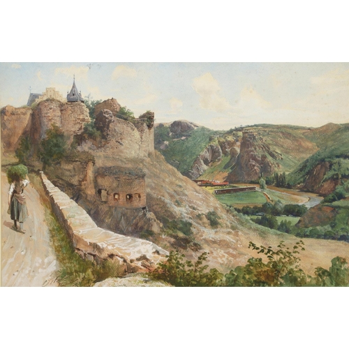 389 - OTTO WEBER (1832-1888). EBERNBURG. Signed, inscribed with title and dated 22/7/61, watercolour and g... 