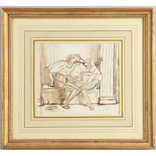 393 - FERDINAND ROYBET (1840-1920). STUDY OF TWO FIGURES, SEATED. With atelier stamp, pen and sepia ink
15... 