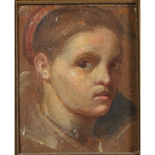 398 - ANNIBALE CARRACCI (1560-1609). His circle. PORTRAIT STUDY OF A GIRL. Oil on paper laid on board
15.5... 