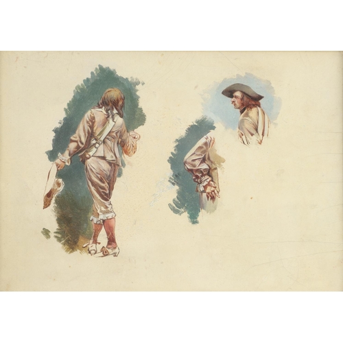 400 - JEAN LOUIS ERNEST MEISSONIER (1815-1891). Attributed to. STUDIES OF A CAVALIER. Oil on panel
14 x 20... 