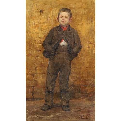 401 - AUGUSTUS EDWIN MULREADY (1844--C.1905). Follower of. THE LITTLE RASCAL. Signed with initials `EL`, o... 