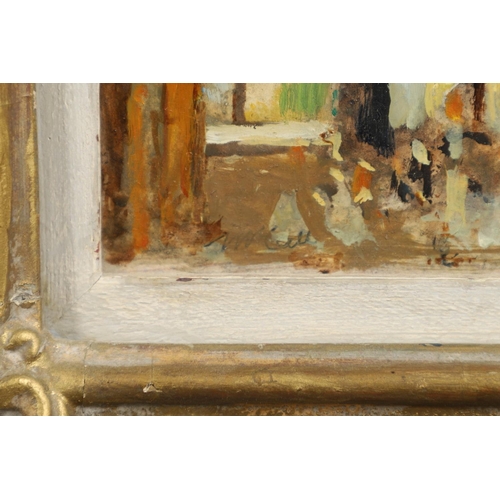 405 - DUGALD SUTHERLAND MACCOLL (1859-1948). RAILWAY STATION. Signed (incised), a study, oil on board
15.5... 