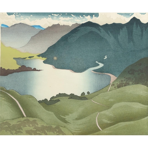 413 - IAN CHEYNE (1895-1955). LOCH DUICH. (d) Colour woodcut, 1934, signed, titled and numbered 10
27 x 32... 