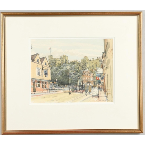 423 - KEN HOWARD, RA (1932-2022). VIEWS IN WINDSOR. (d) Three, each signed and dated 82, watercolour and p... 