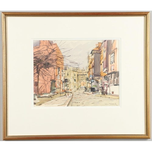 423 - KEN HOWARD, RA (1932-2022). VIEWS IN WINDSOR. (d) Three, each signed and dated 82, watercolour and p... 