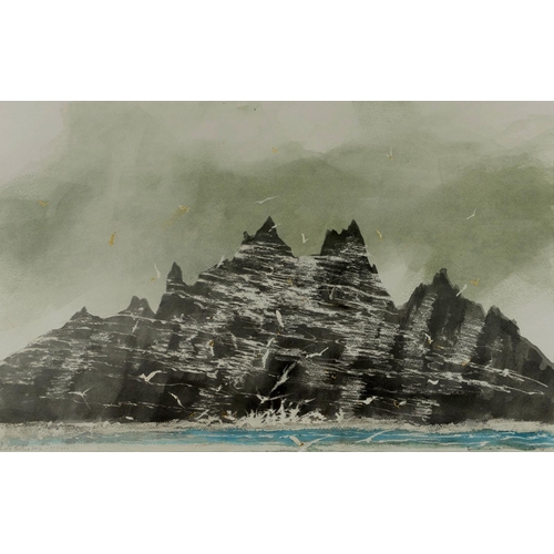 427 - NORMAN ACKROYD, CBE, RA (B.1938). LITTLE SKERRIG ROCK, CO. KERRY. (d) Signed and dated `15, inscribe... 