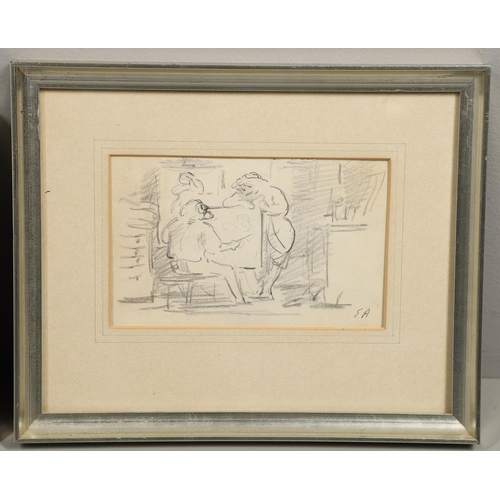 430 - EDWARD ARDIZZONE, CBE, RA (1900-1979). ARTIST AND MODEL (1962). (d) Signed with in initials, black c... 