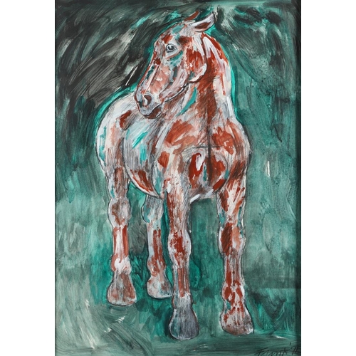 431 - DAME ELISABETH FRINK, DBE, RA (1930-1993). HORSE. (d) Signed and dated `91, watercolour and bodycolo... 