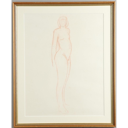 446 - KARL WESCHKE (1925-2005). SHY GIRL. (d) Red chalk and pencil
46 x 35.5cm.

Provenance: By descent in... 