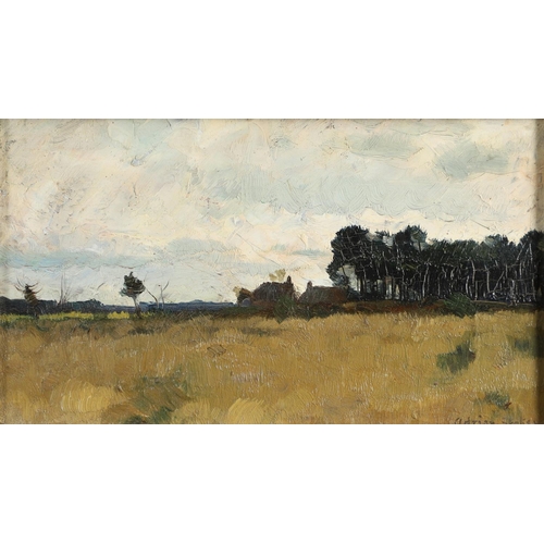 459 - ADRIAN SCOTT STOKES (1854-1935). LANDSCAPE WITH TREES AND COTTAGES. Signed, oil on board
11.5 x 20.5... 