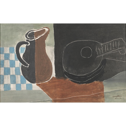 468 - JOHN BROMFIELD GAY-REES (1912-1965). STILL LIFE (MANDOLIN AND JUG). (d) Signed and dated 4.IV.54, oi... 