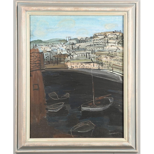 469 - JOHN BROMFIELD GAY-REES (1912-1965). SHIPS IN A WELSH HARBOUR. (d) Signed and dated 12.II.54, oil wi... 