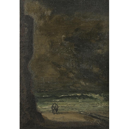 471 - JAMES FERRIER PRYDE (1866-1941). A STORM ON THE BEACH. Signed, oil on canvas
36 x 25.5cm.

Exhibited... 