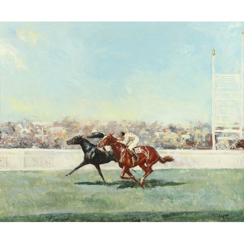 480 - RAOUL MILLAIS (1901-1999). ASCOT GOLD CUP RACE, 1937: OMAHA AND QUASHED. (d) Signed and dated 37, oi... 