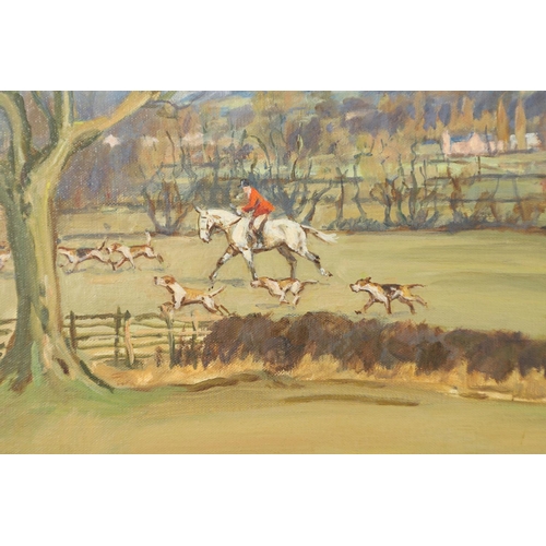 481 - JOHN KING (1929-2014). HUNTING SCENE. (d) Signed and dated 83, inscribed `CORYTON` verso, oil on can... 