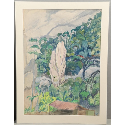 495 - VIVIEN JOHN (1915-1994). A FOLIO OF FIVE WORKS. (d) Comprising botanical and jungle subjects, two wi... 