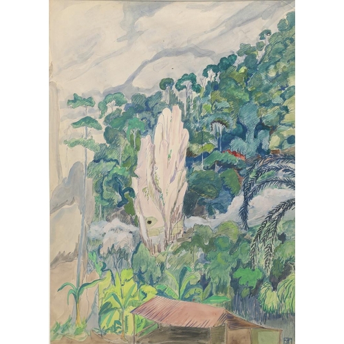 495 - VIVIEN JOHN (1915-1994). A FOLIO OF FIVE WORKS. (d) Comprising botanical and jungle subjects, two wi... 