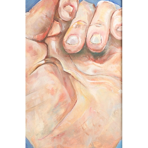 499 - BOO SAVILLE (B.1980). LEFT PALM. (d) Oil on board
61.5 x 40.5cm.

Provenance: Purchased by the owner... 