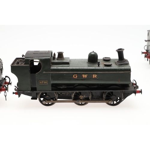 505 - FOUR SCRATCH BUILT 0 GAUGE CLOCKWORK LOCOMOTIVES. Four unusual 0 gauge scratch built clockwork locom... 