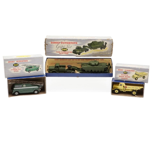 516 - BOXED DINKY SUPERTOYS - INCLUDING BBC TV VEHICLE & TANK TRANSPORTER. Three boxed models including 96... 