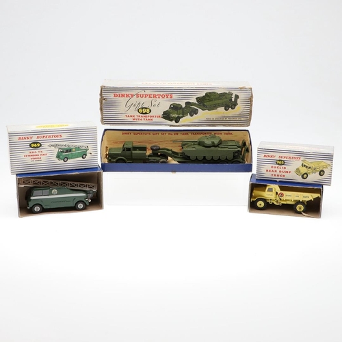 516 - BOXED DINKY SUPERTOYS - INCLUDING BBC TV VEHICLE & TANK TRANSPORTER. Three boxed models including 96... 