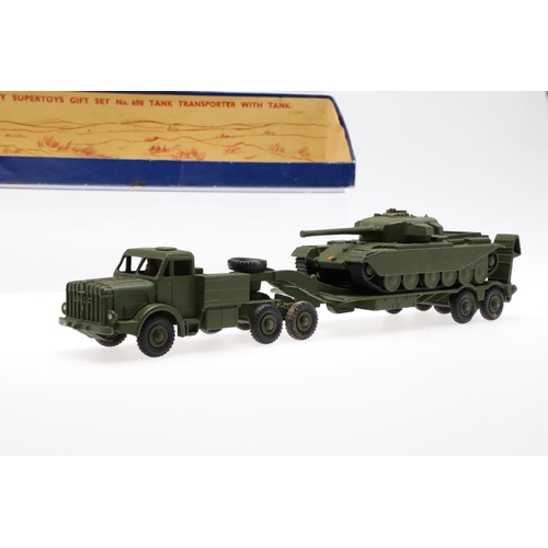 516 - BOXED DINKY SUPERTOYS - INCLUDING BBC TV VEHICLE & TANK TRANSPORTER. Three boxed models including 96... 