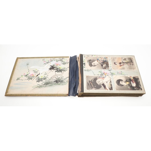 518 - A LATE 19TH/EARLY 20TH CENTURY JAPANESE/CHINESE POSTCARD ALBUM. A large Japanese lacquered album con... 