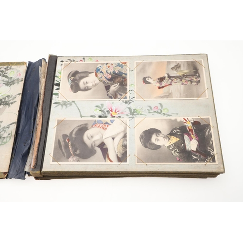 518 - A LATE 19TH/EARLY 20TH CENTURY JAPANESE/CHINESE POSTCARD ALBUM. A large Japanese lacquered album con... 