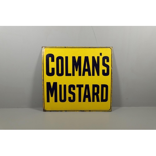 521 - A VINTAGE ENAMEL COLMAN'S MUSTARD ADVERTISING SIGN. A large enamel sign of rectangular form, with da... 