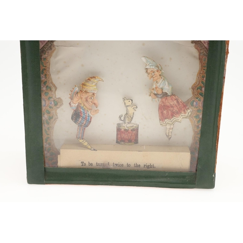 522 - VICTORIAN PUNCH & JUDY SAND AUTOMATA. A wooden boxed sand toy with glass front, with painted and lit... 