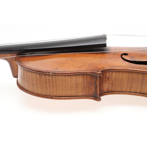 527 - 19THC SCOTTISH VIOLIN - WALTER PLAIN, GLASGOW. A 19thc violin with a one piece maple back and carved... 