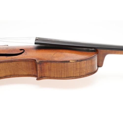 527 - 19THC SCOTTISH VIOLIN - WALTER PLAIN, GLASGOW. A 19thc violin with a one piece maple back and carved... 