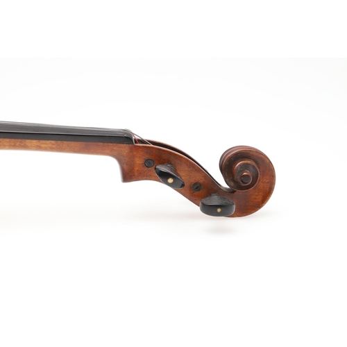 527 - 19THC SCOTTISH VIOLIN - WALTER PLAIN, GLASGOW. A 19thc violin with a one piece maple back and carved... 