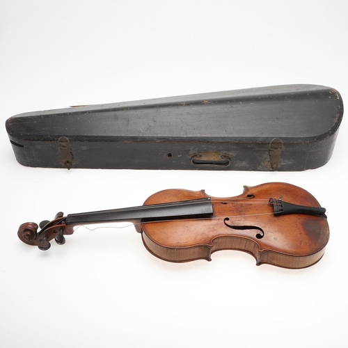 527 - 19THC SCOTTISH VIOLIN - WALTER PLAIN, GLASGOW. A 19thc violin with a one piece maple back and carved... 