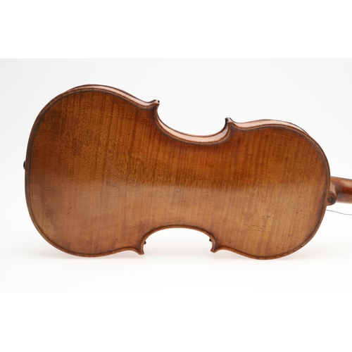 527 - 19THC SCOTTISH VIOLIN - WALTER PLAIN, GLASGOW. A 19thc violin with a one piece maple back and carved... 