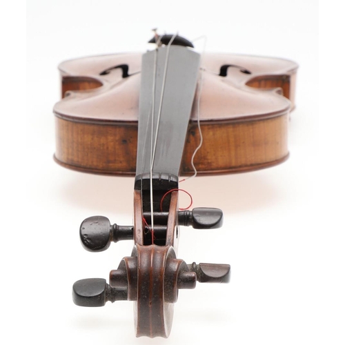 527 - 19THC SCOTTISH VIOLIN - WALTER PLAIN, GLASGOW. A 19thc violin with a one piece maple back and carved... 