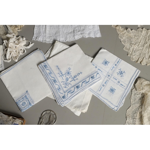 528 - VINTAGE LACE, CLOTHING & ACCESSORIES. A mixed lot including a 19thc cream lace shawl (2 x 2 metres),... 