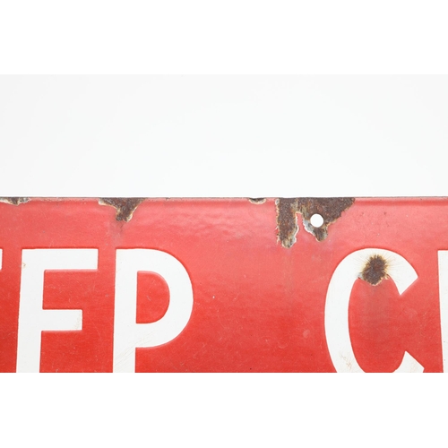 529 - VINTAGE ENAMEL SIGN - 'KEEP CLEAR UNEXPLODED BOMB'. A vintage red enamel sign with white lettering, ... 