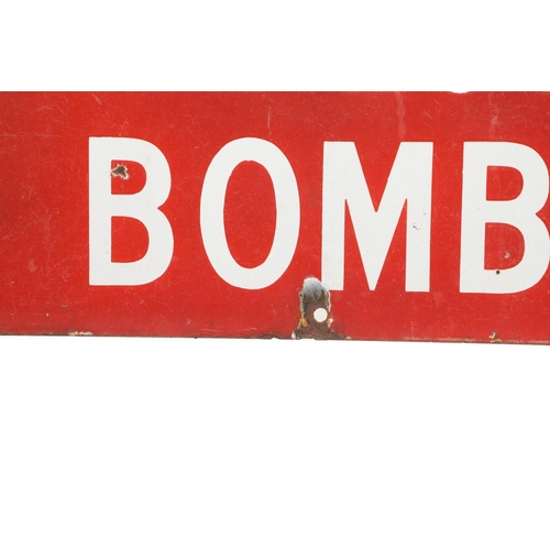 529 - VINTAGE ENAMEL SIGN - 'KEEP CLEAR UNEXPLODED BOMB'. A vintage red enamel sign with white lettering, ... 