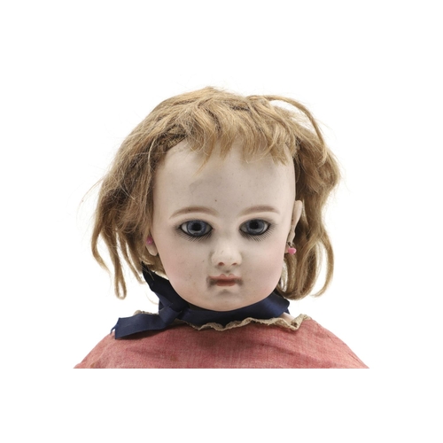 540 - RARE JUMEAU FRENCH DOLL & ACCESSORIES. A rare late 19thc bisque head doll by Jumeau, with fixed glas... 