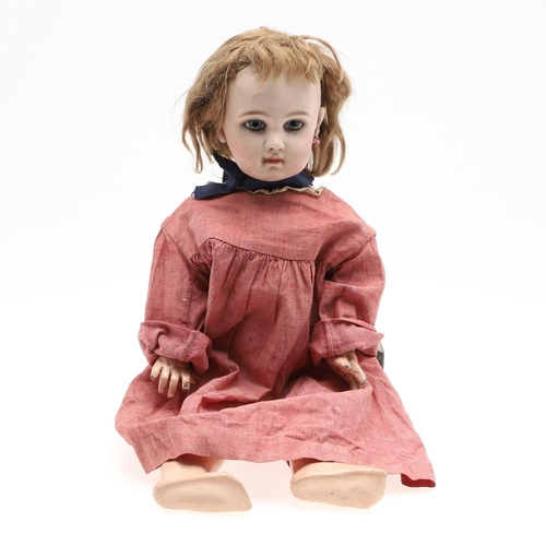 540 - RARE JUMEAU FRENCH DOLL & ACCESSORIES. A rare late 19thc bisque head doll by Jumeau, with fixed glas... 