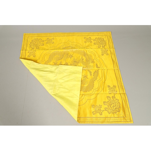 564 - VINTAGE TEXTILES INCLUDING CHINESE SILK PANEL. A mixed lot including a large panel of bright yellow ... 