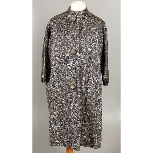 575 - NINA RICCI - VINTAGE FRENCH DESIGNER COAT. A 1960's Nina Ricci 3/4 length lame brocade evening coat.... 