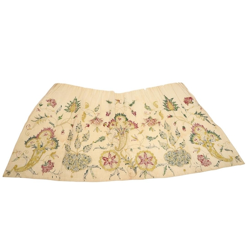 576 - 18THC SILK EMBROIDERED FLORAL PANEL. A small piece of 18thc embroidered silk which may have been par... 