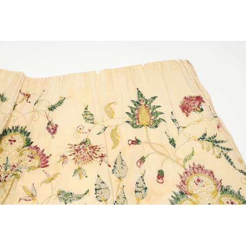 576 - 18THC SILK EMBROIDERED FLORAL PANEL. A small piece of 18thc embroidered silk which may have been par... 