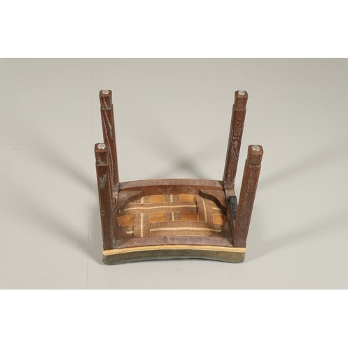 585 - GEORGE VI CORONATION STOOL. A George VI limed oak Coronation stool with blue velvet upholstery. Stam... 