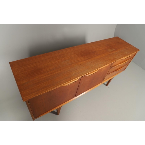 590 - MID CENTURY TEAK SIDEBOARD. Possibly by G Plan, with a large two door cupboard with internal shelf, ... 